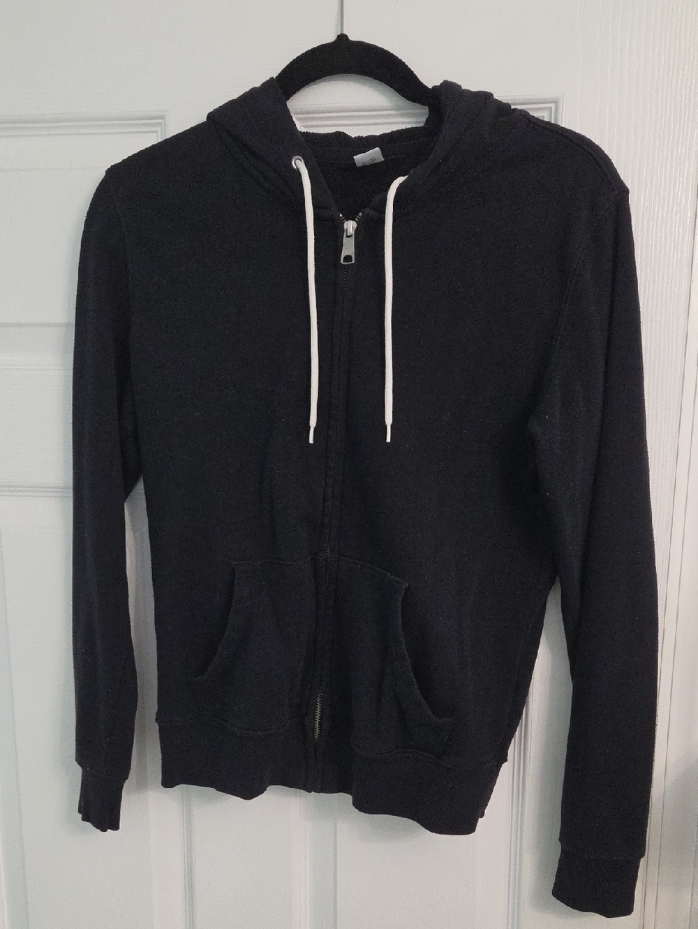 Old Navy Black Zip-Up Hoodie with White Drawstrings
